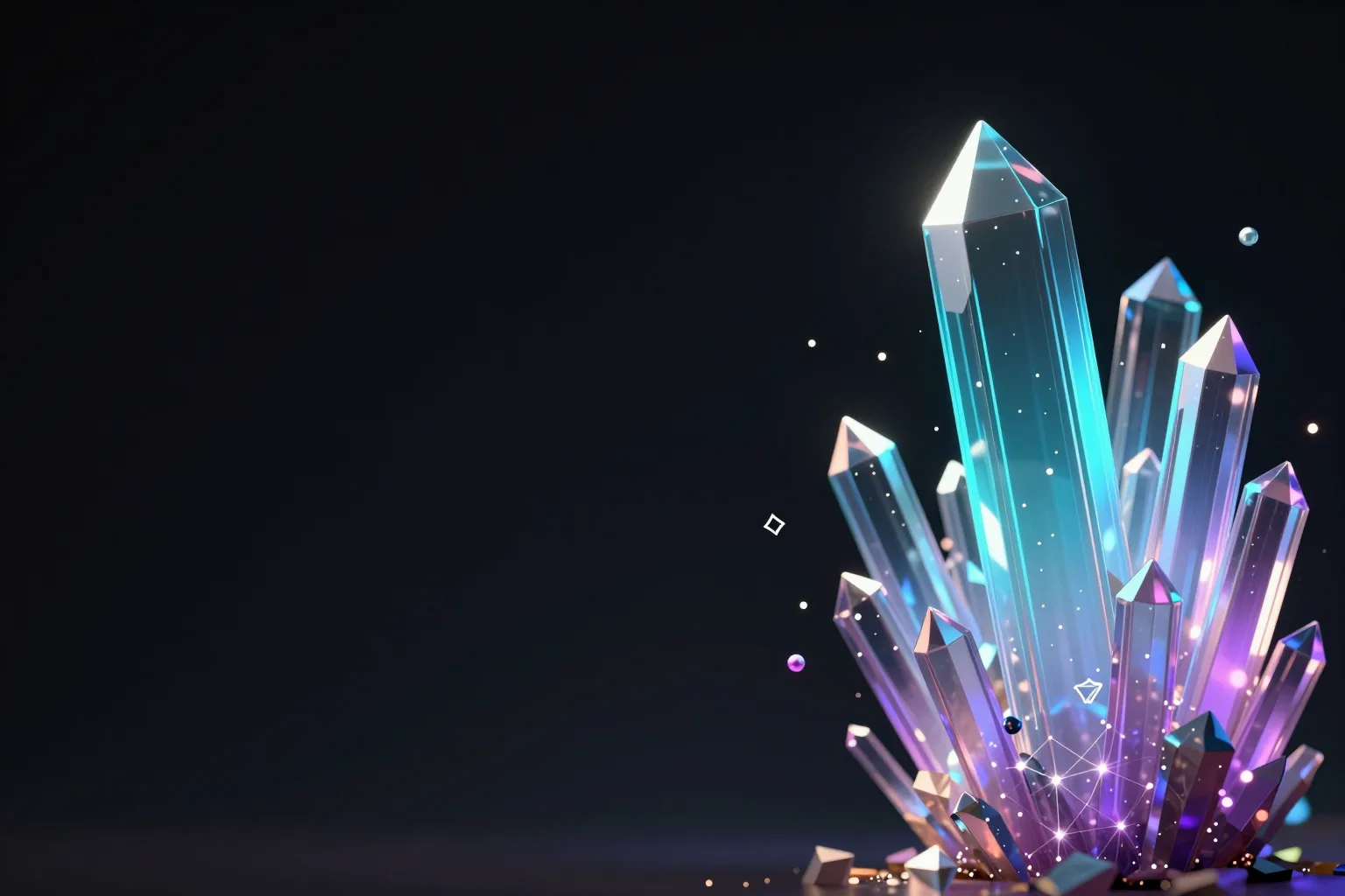 Cyan and magenta crystal light sculpture representing Imagine Image 2.0 generation